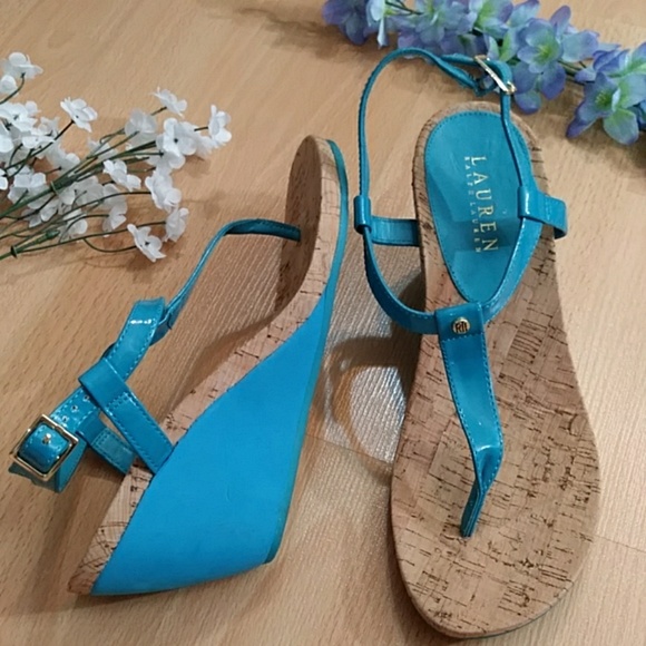 Lauren Ralph Lauren Shoes - Ralph Lauren Blue Foam Wedge Sandals